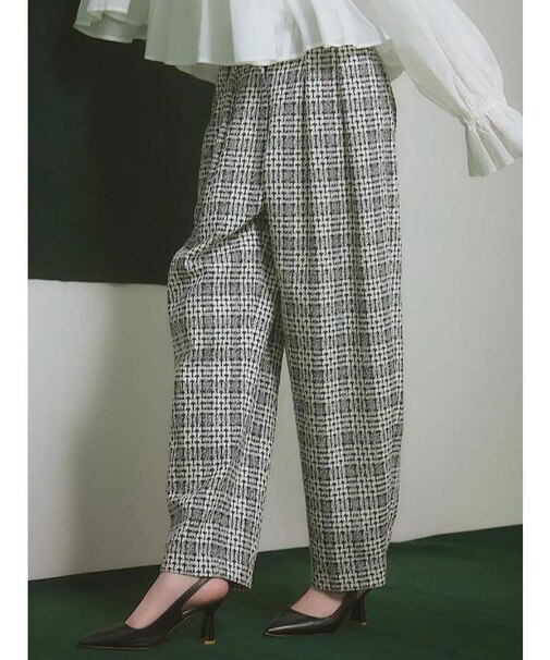 チェックツイードタックパンツ