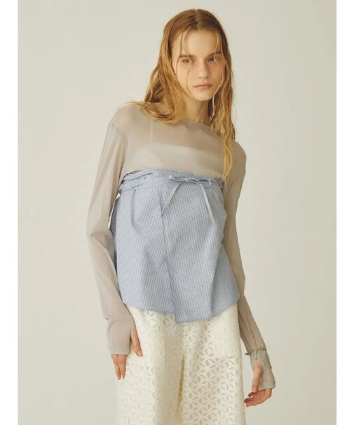 サムホールクルーネックシアートップス