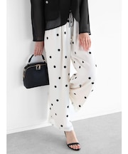 フロッキードット楊柳ワイドパンツ