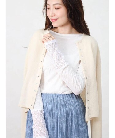 ワッシャー加工レーススリーブカットソー