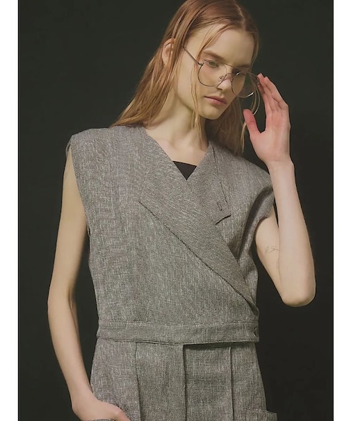 カラミツイードラップデザインオールインワン