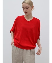 ドルマンスリーブVネックシアーニット