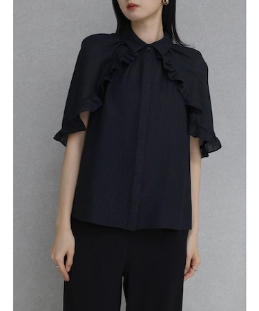 ペプラムケープデザインブラウス