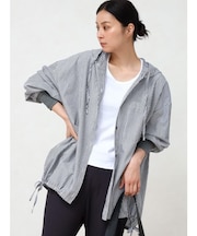 ストライプオーバーフーディーシャツ