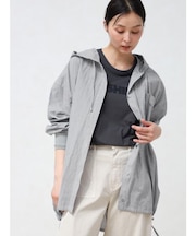 ストライプオーバーフーディーシャツ