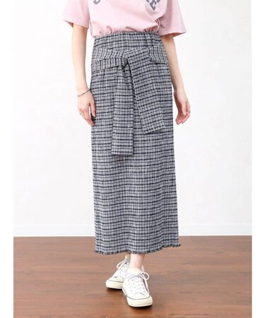 ノットデザインチェックペンシルスカート