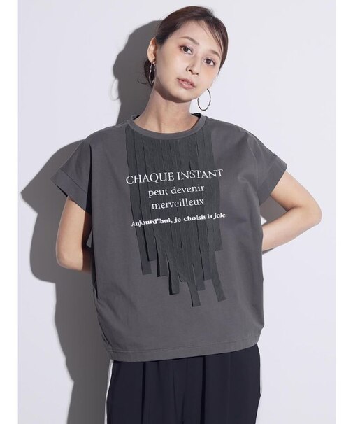 テープフリンジロゴTシャツ