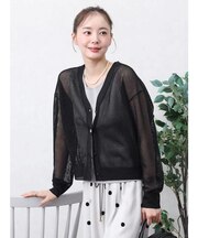 ラメメッシュVネックカーディガン