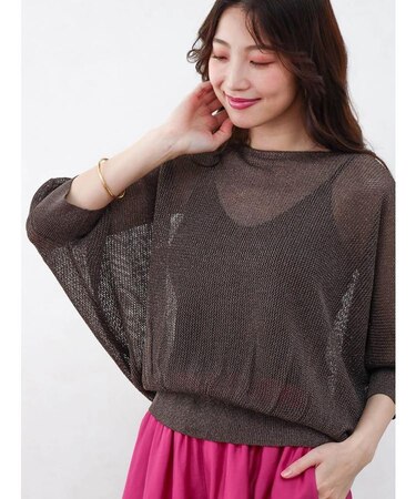 ラメメッシュドルマンプルオーバー