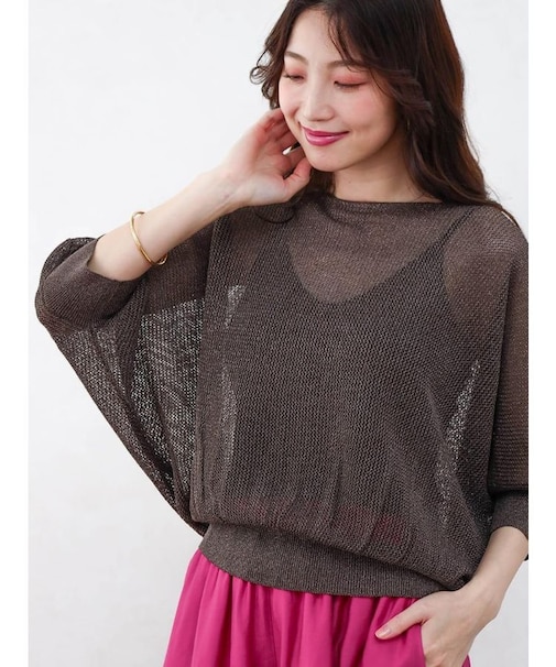 ラメメッシュドルマンプルオーバー