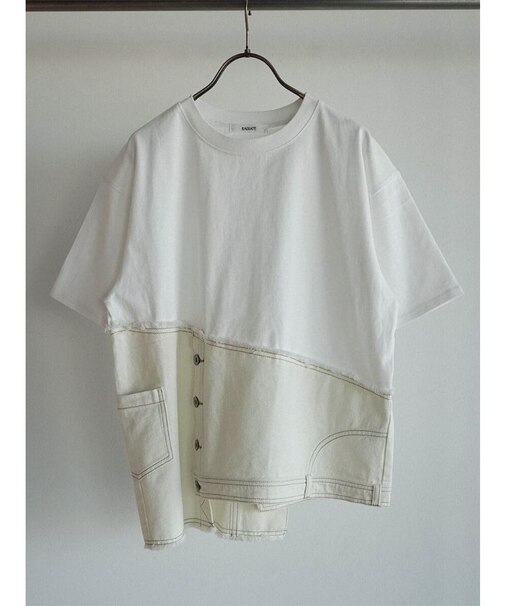 デニムドッキングアシメデザインTシャツ