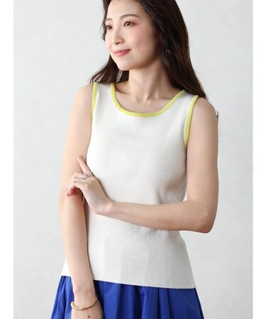 【国産ニット】バイカラーリブニットタンクトップ