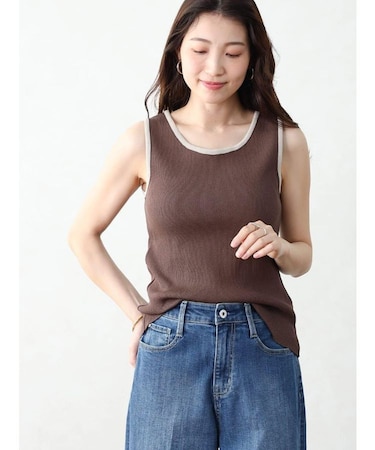 【国産ニット】バイカラーリブニットタンクトップ