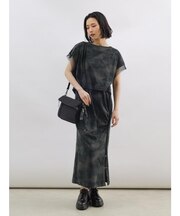 タイダイ柄チュールドッキング2Pワンピース