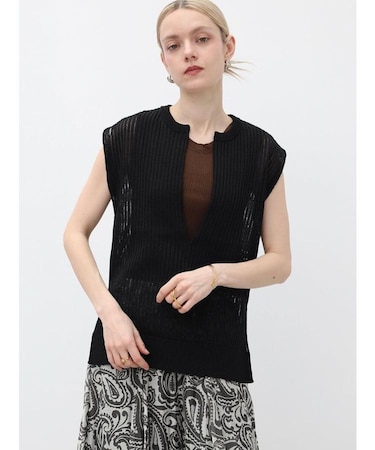 シアーリブVネックニットベスト