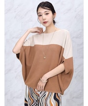 バイカラードルマンワイドニット