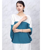 バイカラードルマンワイドニット