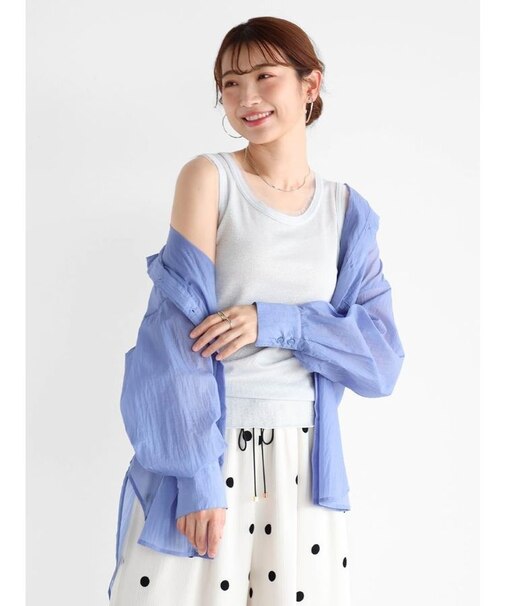 チュールトリミングラメタンクトップ