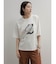 ビーズアクセントリーフプリントTシャツ