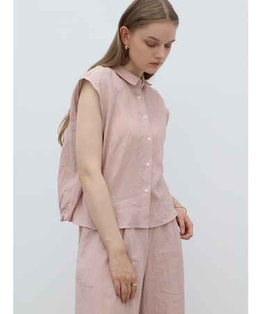 フレンチリネンキャンバスワッシャーバルーンブラウス