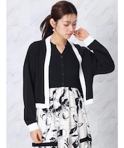配色トリミングショートカーディガン
