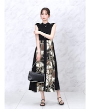 スカーフプリントノースリーブニットワンピース