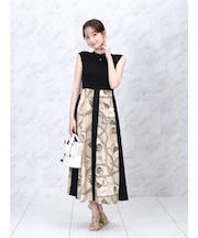 スカーフプリントノースリーブニットワンピース