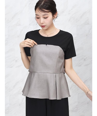 シャンブレーペプラムビスチェドッキングTシャツ