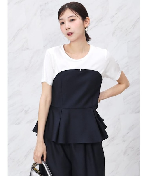 シャンブレーペプラムビスチェドッキングTシャツ