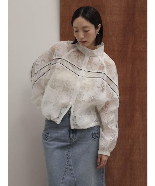 美品✨UNITED ARROWS フラワージャガード シアー ブルゾン フラワージャガード シアー ブルゾン