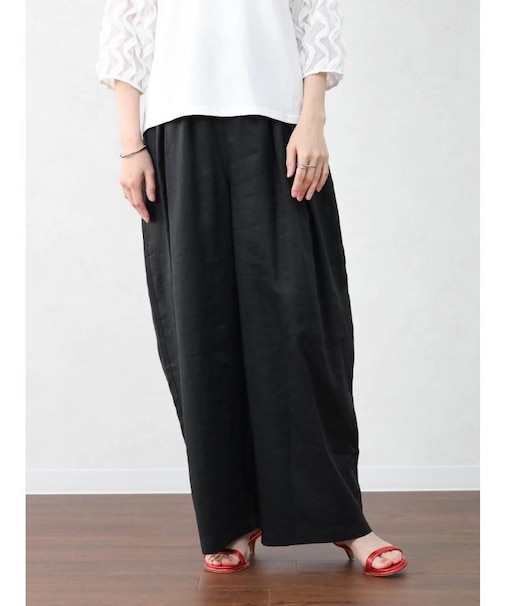 【セットアップ着用可能】リネン混シアーリラックスワイドパンツ