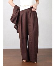 【セットアップ着用可能】リネン混シアーリラックスワイドパンツ