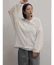 透かし編みメッシュニットフーディー
