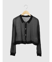 Bicolor sheer short cardigan