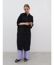 フレンチリネンキャンバスワッシャーシャツワンピース