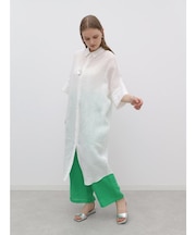 フレンチリネンキャンバスワッシャーシャツワンピース