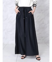 シャンブレーデニムドレープワイドパンツ
