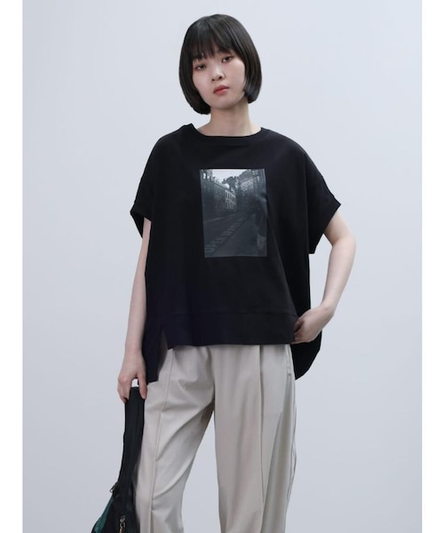ブラック グラフィックプリント 長袖カットソー グラフィックプリントカットソー｜メドックの通販｜&mall（アンド