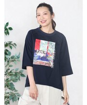 アートプリントタックデザインTシャツ