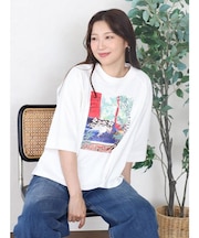 アートプリントタックデザインTシャツ