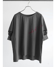 レースドッキングメッセージロゴカットソー