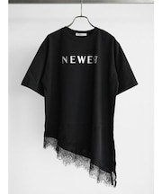 レースアシメヘム箔ロゴTシャツ