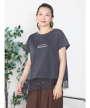 アシメレースヘムロゴTシャツ