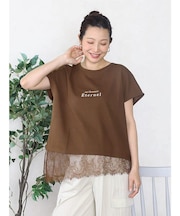 アシメレースヘムロゴTシャツ