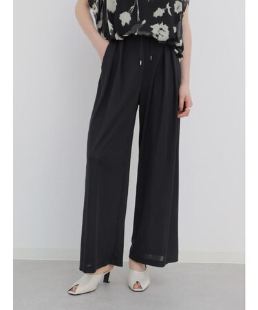 清涼ポリエステルスムースタックワイドパンツ