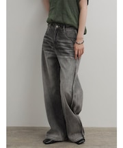 切り替えワイドストレートデニムパンツ(gray)