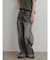 切り替えワイドストレートデニムパンツ(gray)