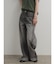 切り替えワイドストレートデニムパンツ(gray)