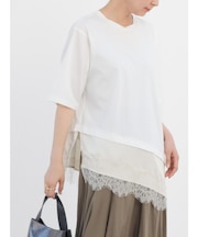 レースアシメデザインTシャツ