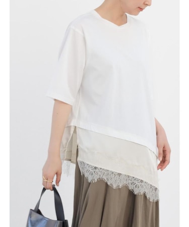 レースアシメデザインTシャツ